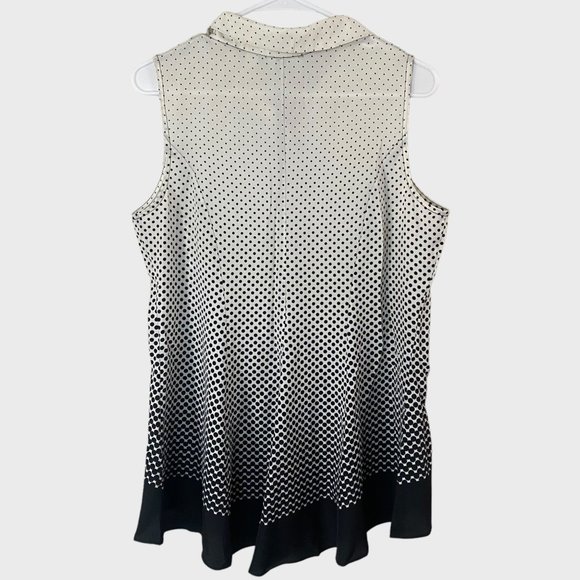 New York & Company Sleeveless Ombre Polkadot Blouse Women's Medium Black & White - Picture 3 of 12